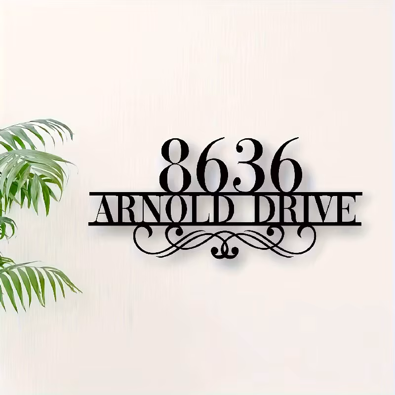 Custom Metal Address Sign with Number&Street Name, Elegant Wall Art Sign for Home Entrance, Gift for Holidays&Special Occasions,