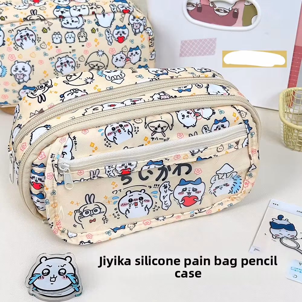 Jiyi Pain Bag Pencil Case Large Capacity Stationery Pouch Usagi Hachiware Kawaii Zipper Pen Holder Student Gift Style
