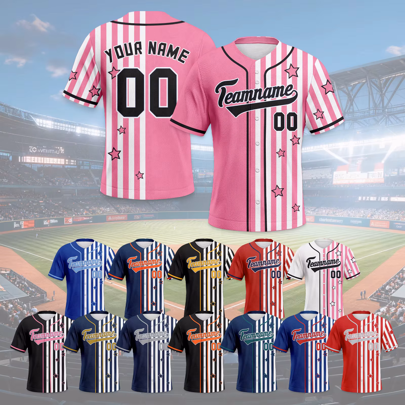 Custom Baseball Jersey Personalized Team Name Number Button Down Baseball Shirt Men Women Youth Baseball Uniform