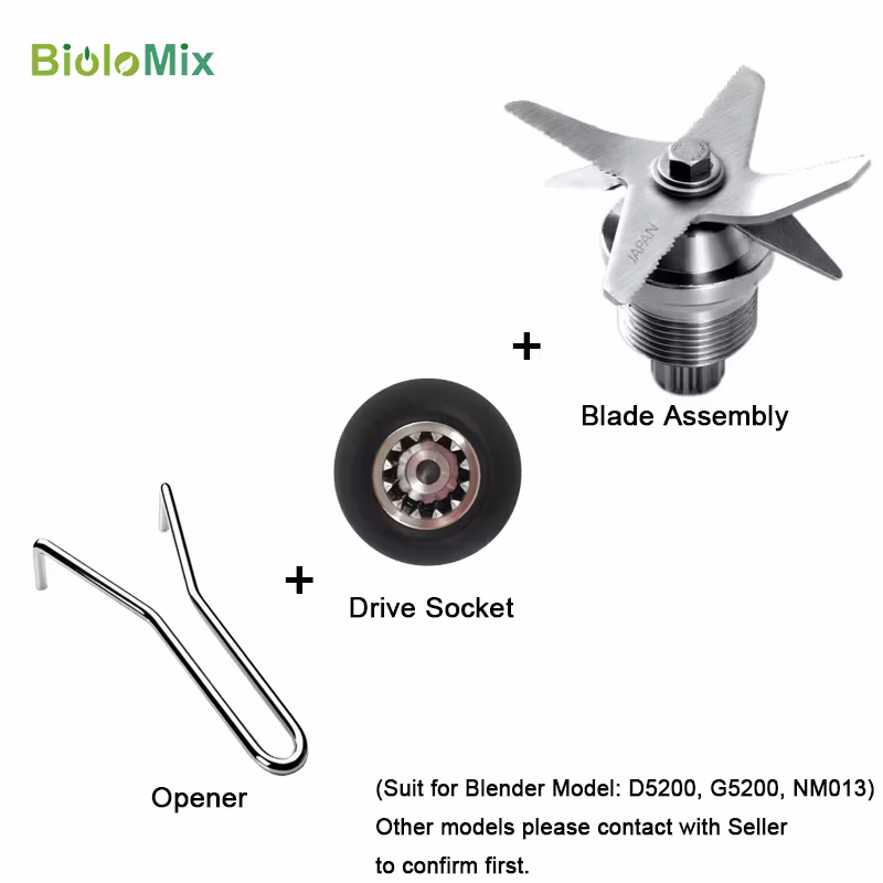 Blender spare parts stainless steel hardened six mixing and cutting serrated blades knives Drive Socket Opener complete assembly