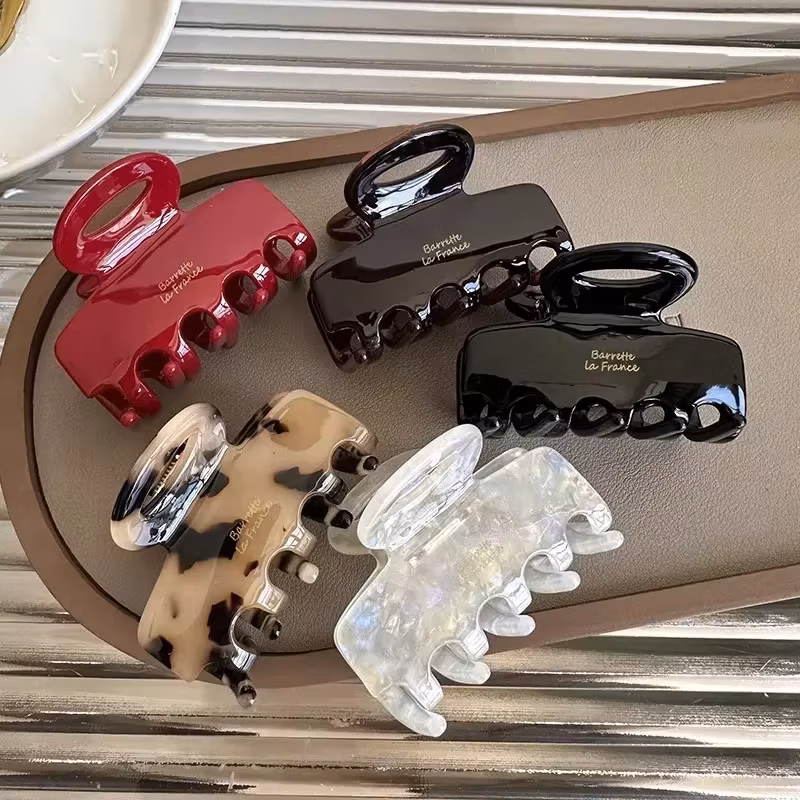 5.5cm Long Acetate Hair Crabs Red Hair Clips for Girls＆Women Tie up Hair Claws korean Fashon Hair Accessories for Women