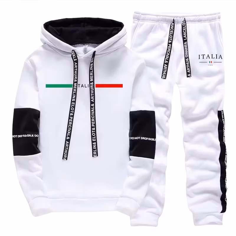 Fashion Mens Tracksuit Print Casual Sweatshirts Sportswear Outdoors Sports Jogging Mens Clothing Single Piece Hoodie Pants