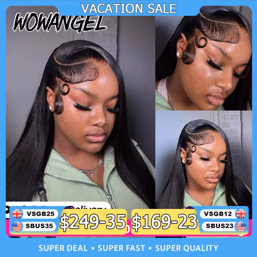 Wowangel Straight Lace Front Wigs 100% Human Hair 13X6 HD Lace Full Frontal Wig Pre Plucked Brazilian Human Hair Wigs For Women