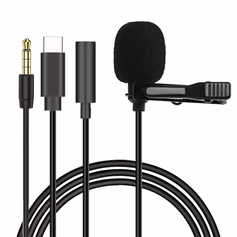1.5m Mini Portable Lavalier Microphone Condenser Clip-on Lapel Mic Wired Usb 3.5mm Type C Microphone For Laptop PC Dslr Camera