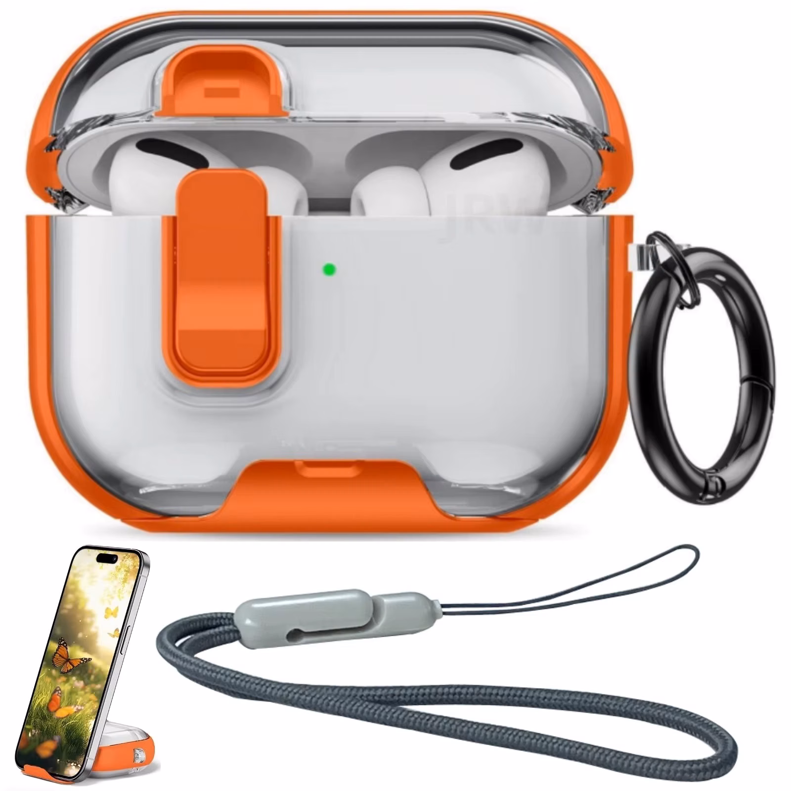 Case for Airpods Pro 3 with Secure Lock & Phone Stand Soft Tpu Protective Case with Lanyard Anti-Scratch Shell for AirPods Pro 3