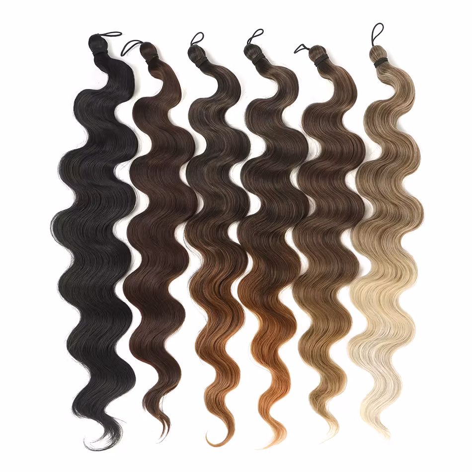Body Wave Crochet Hair 24Inch Soft Long Synthetic Hair Braids Extensions Wavy Natural Color Crochet Hair Extensions For Women