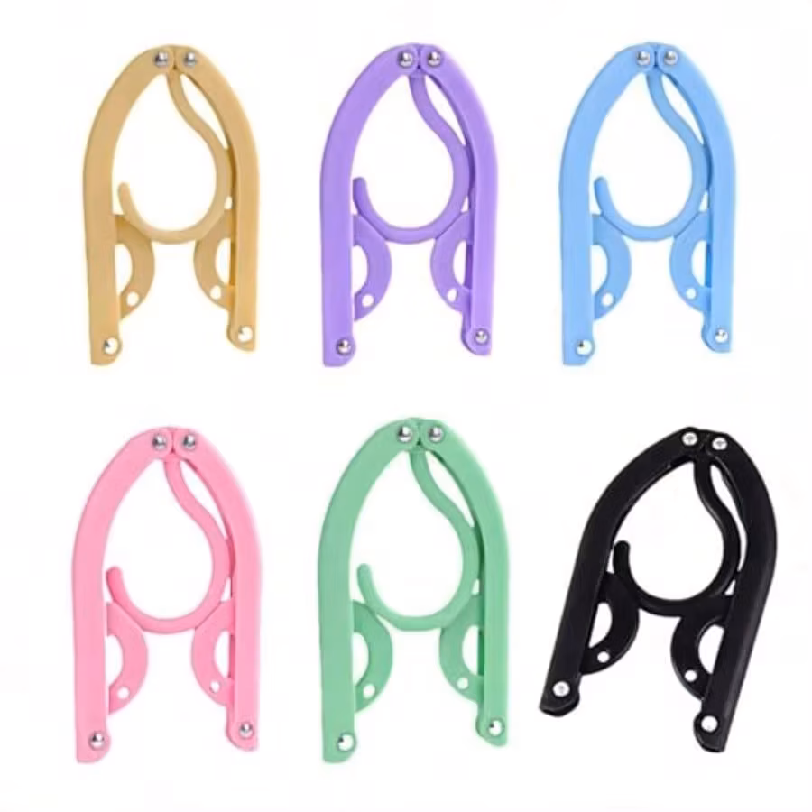30 Pack Foldable Clothes Hangers For Travel - Portable No Slip Windproof Design PP Plastic Collapsible Hangers With Anti-Slip Grooves Space Saving For Shirts Jeans Socks Multi-Color