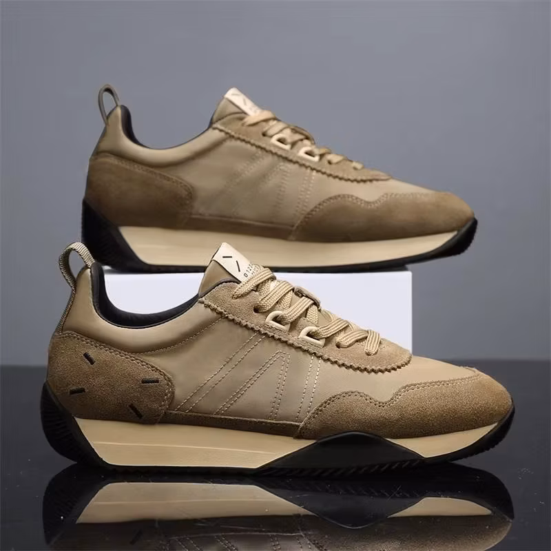 British Men's Spring/Autumn Chunky Sneakers High-Quality Breathable Canvas Casual Shoes Designer Comfy for Outdoor Walking Shoes