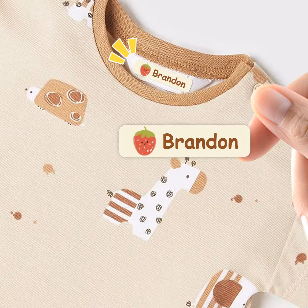 Custom fruits Name Sticker,Transparent Waterproof Stickers for Kids,diy Name Labels for School Bag Bottles Box Mug Uniform