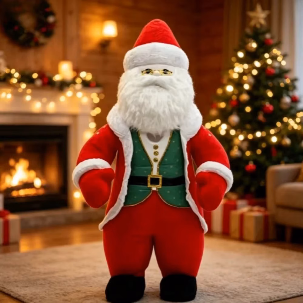 Inflatable Santa Claus Mascot Costume Adult Size Walking Doll for Christmas Halloween Carnival Party No Battery No Charger