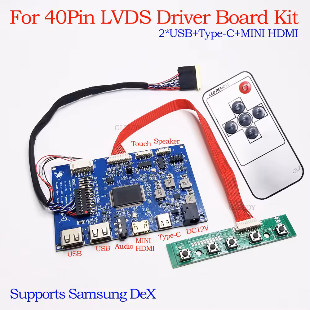 40 pin Lvds Lcd monitor portable Lcd controller board game display panel driver Hdmi Type-C Usb controller 1366*768 1920*1080