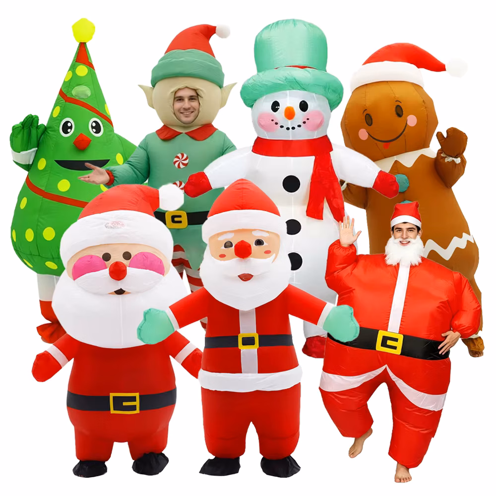 Christmas Funny Inflatable Costumes Gingerbread Man Santa Claus Elf Snowman Tree Penguin Adult Halloween Carnival Party