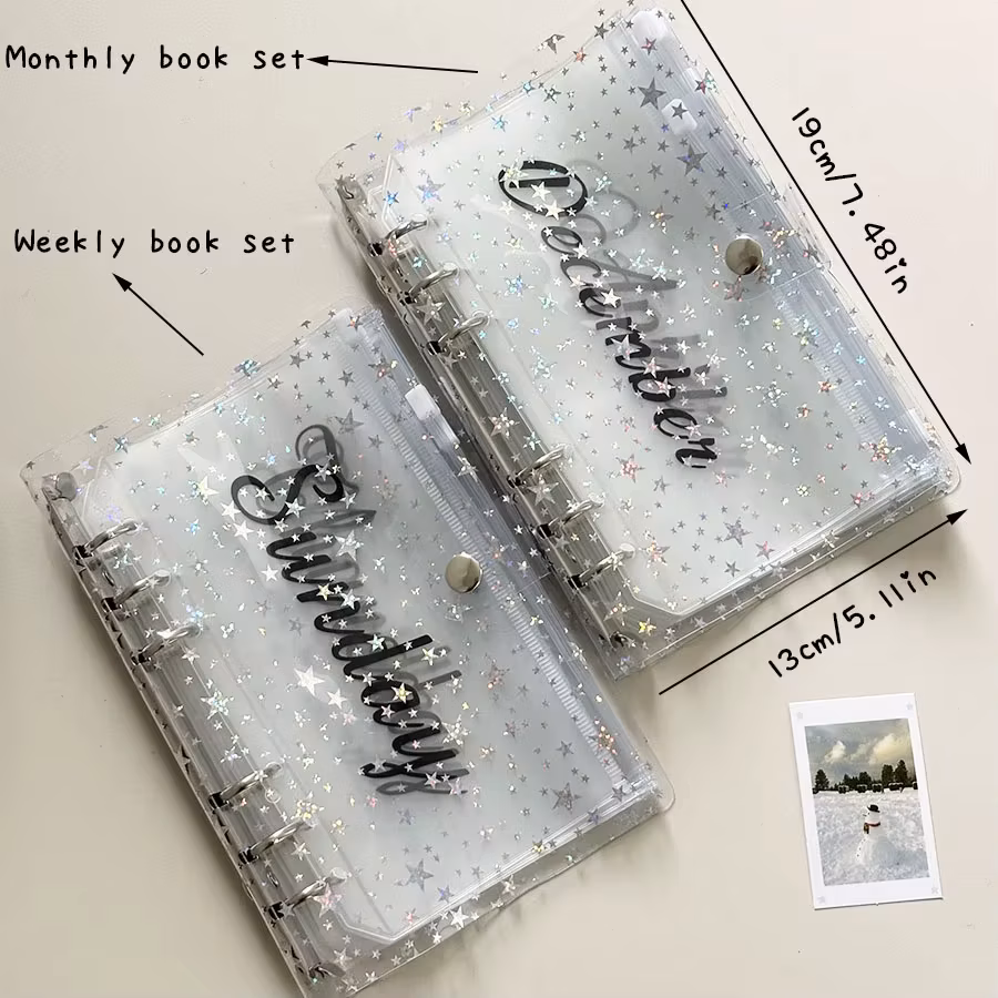 Sharkbang Arrival 1 Set A6 Monthly/Weekly Planner Set, Protable Zipper Bags, Loose Leaf Journal Organizer Budget Aganda Book
