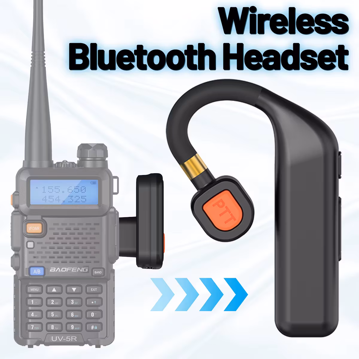 Abbree Walkie Talkie Wireless Bluetooth Headphone Handsfree Earpiece Replacement for Baofeng UV-5RH UV-32 DM-32 UV-5R Mini UV-21