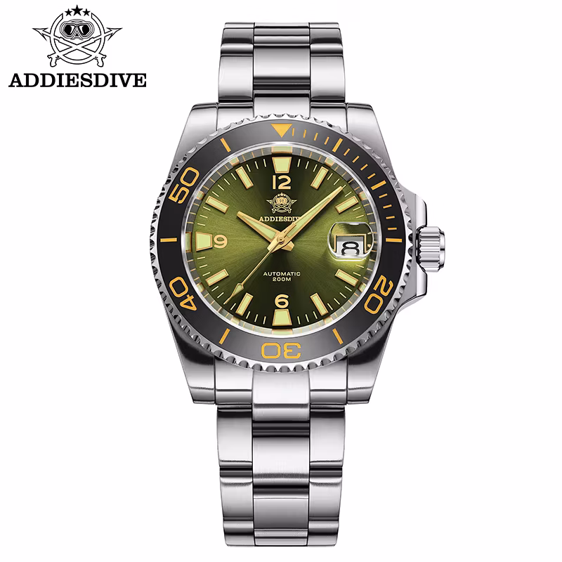 Addiesdive Diving Gift Watch Men 8215 Automatic Sapphire AR Coated Glass Ceramic Bezel Waterproof 200m Luminous Stainless St