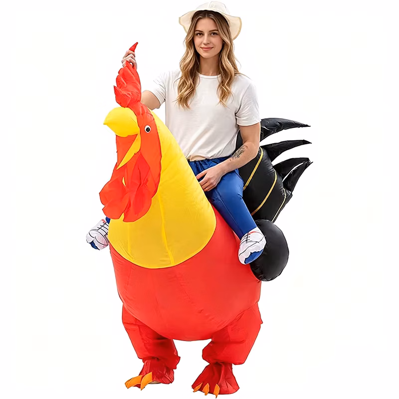 Halloween Funny Rooster Inflatable Costumes Adult Makeup Accessories Party Decoration Cartoon Doll Blow Up Outfits Stage Props