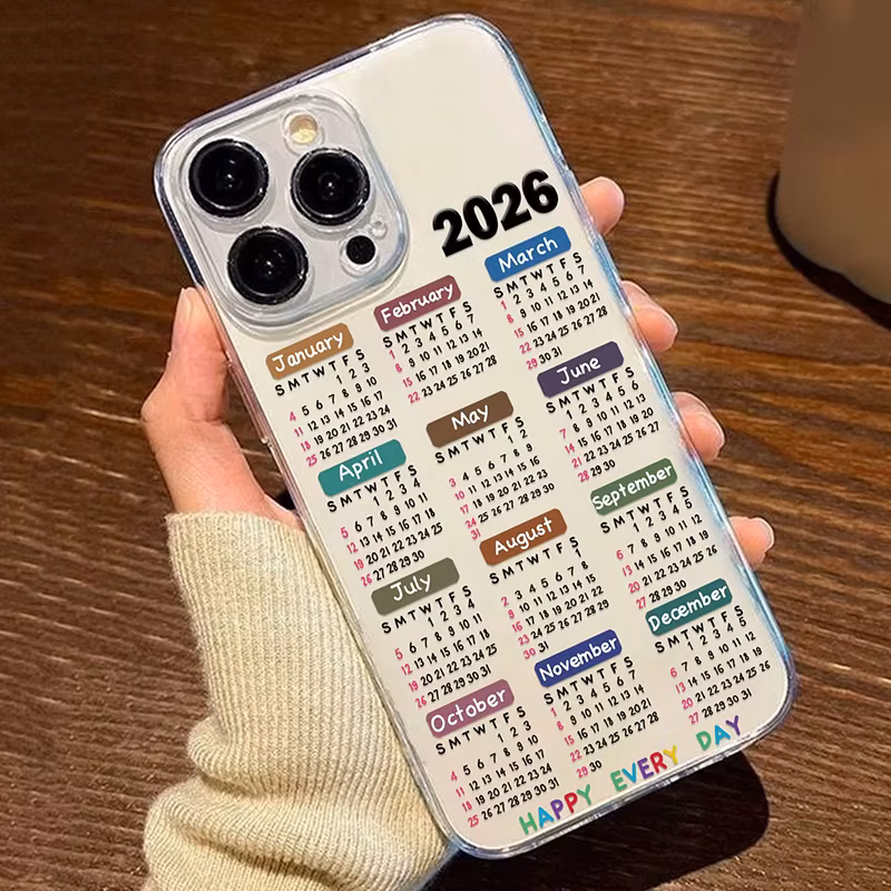 Calendar Sunlight Painting Transparent Phone Case for IPhone 13 11 12 14 15 16 17 Pro Max Air 7 8 Plus X XS XR 16e SE Cover