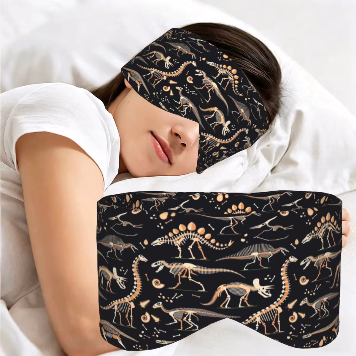 Dinosaur Fossils Halloween sleep eye mask Light Blocking Portable Eye Cover for Girls Boys Travel Party Gift Eyeshade eyepatch
