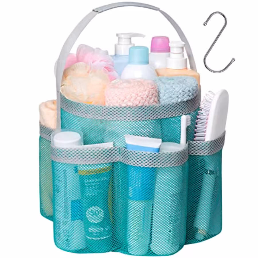 Mesh Shower Caddy Portable, Large Capacity Shower Bag Basket Tote for College Dorm Room Toiletry Gym Rv Essentials, Bathroom wi