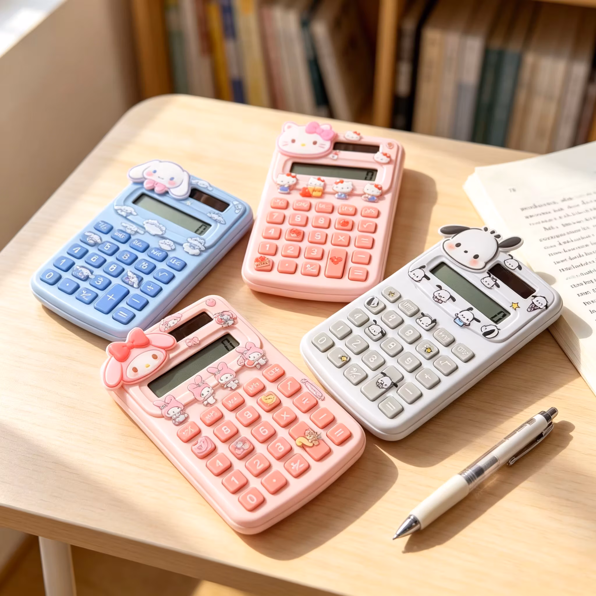 Kawaii Mini Digital Calculator Cute Cartoon Decorative Stickers Multi Color Portable Pocket Calculator Math Calculator