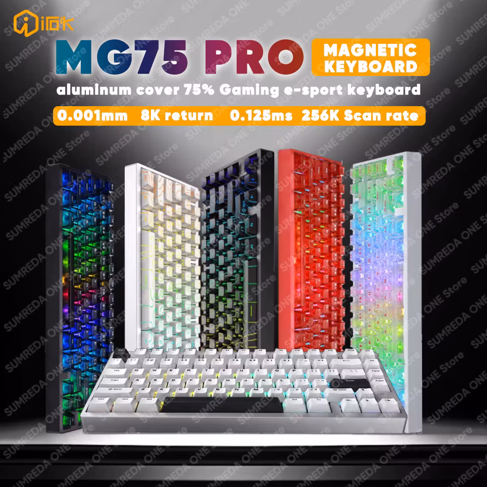 Irok MG75 Pro MG75 Max Aluminum Magnetic Gaming computer Mechanical Keyboard 75% Rapid Trigger 8K Rgb Hotswap Gamer Keeyboard