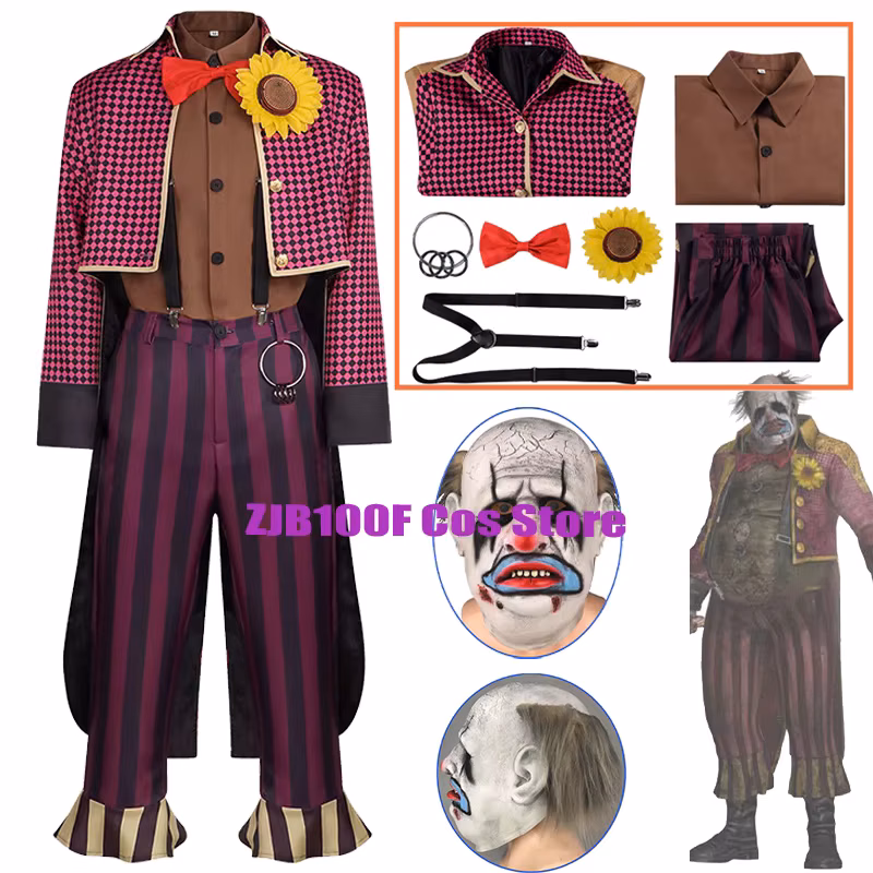Halloween The Clown Cosplay Anime Costumes Game Dead Cos Daylight Grid Uniform Prop Mask Party Horror Play Outfit