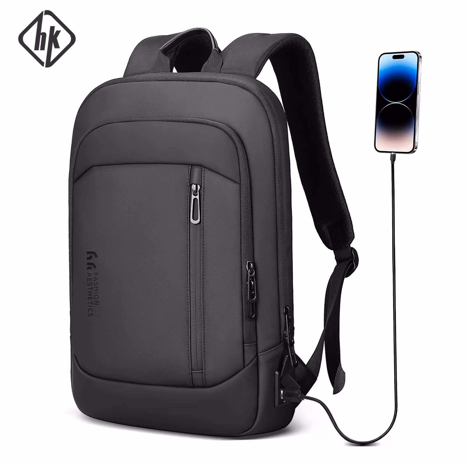 HK Lightweight Men's Business Backpack 15.6 inch Laptop Backpack with Usb Port AntiTheft Waterproof Backpack Computer School Bag