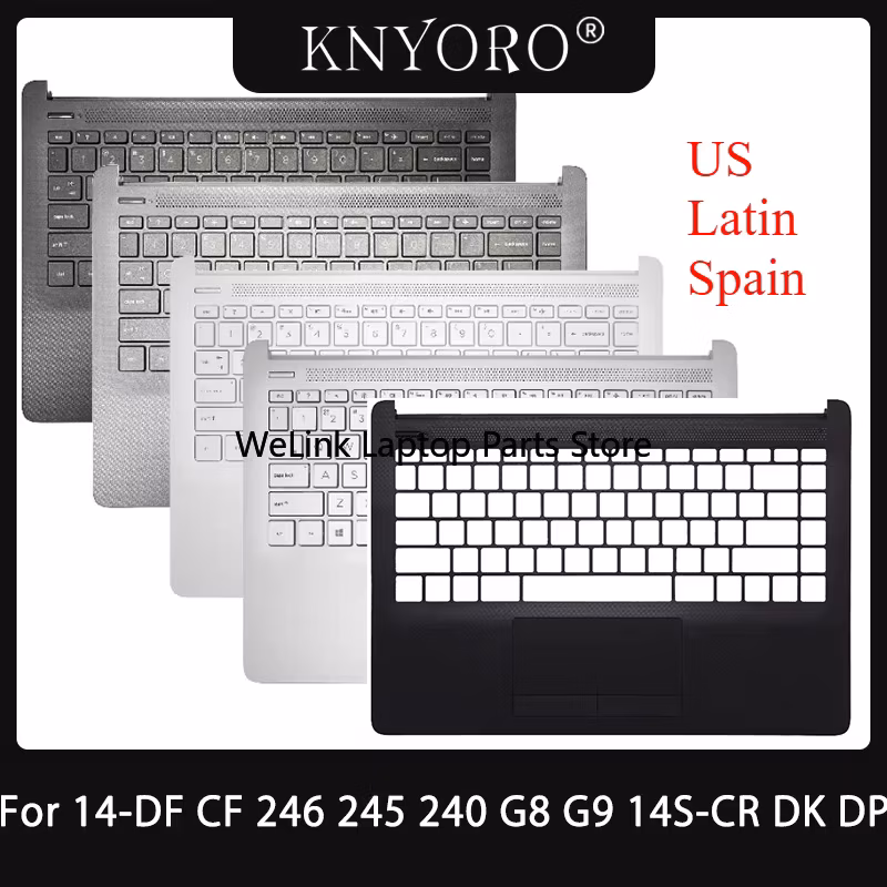 US Latin Spain Keyboard For HP 14-DF 14-CF 246 245 240 G8 G9 14S-CR 14S-DK 14S-DP Tpn-I130 I135 Laptops Palmrest Case