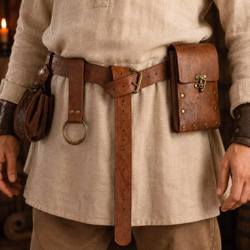 Medieval Viking Merchant Ranger Waist Hanging Set, Halloween Cosplay Costume Accessories for Men and Women