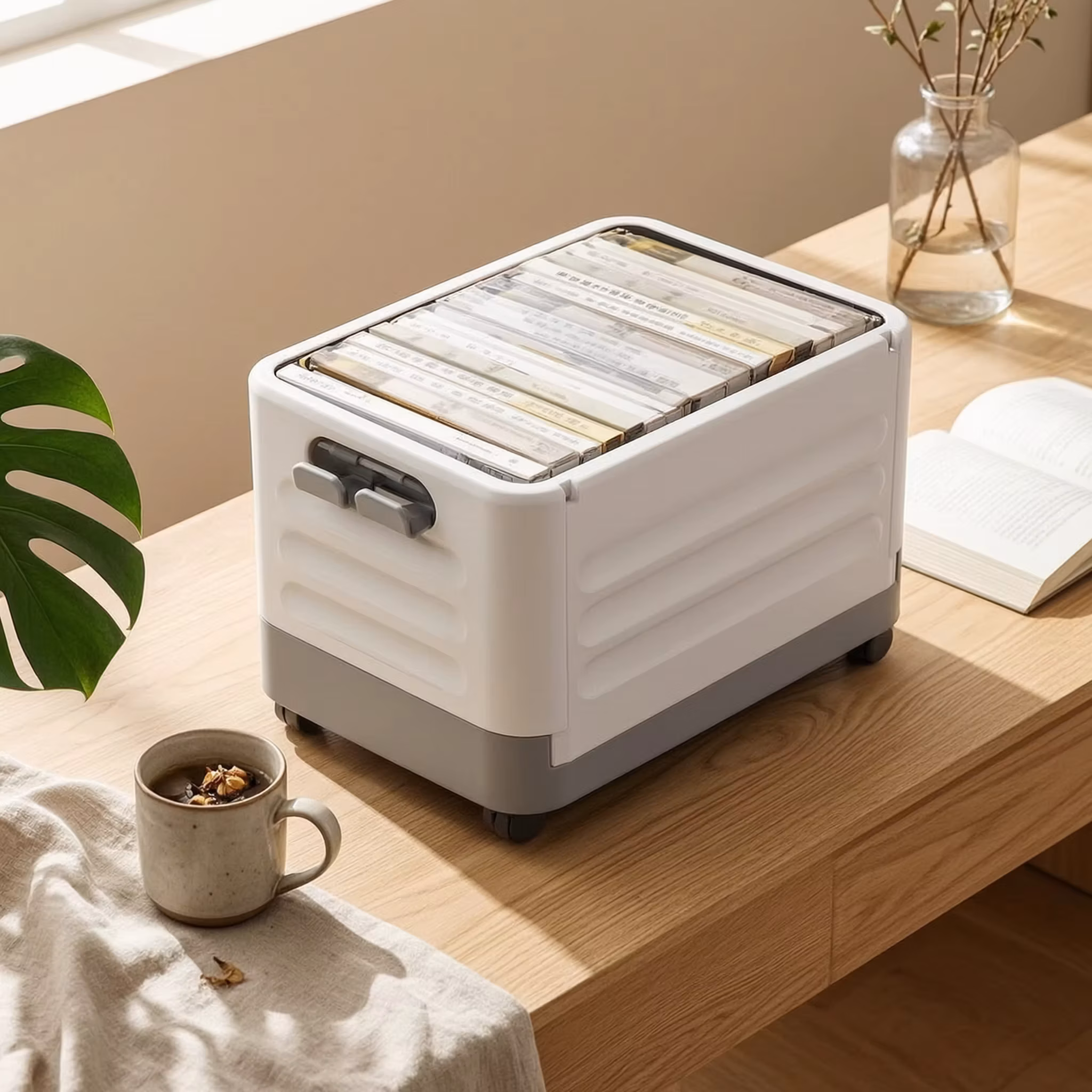 Under-Bed Storage Box Easy to Move Pull Handle Storage Box Slim Design Stackable for Students, Dorm Room, Bedroom