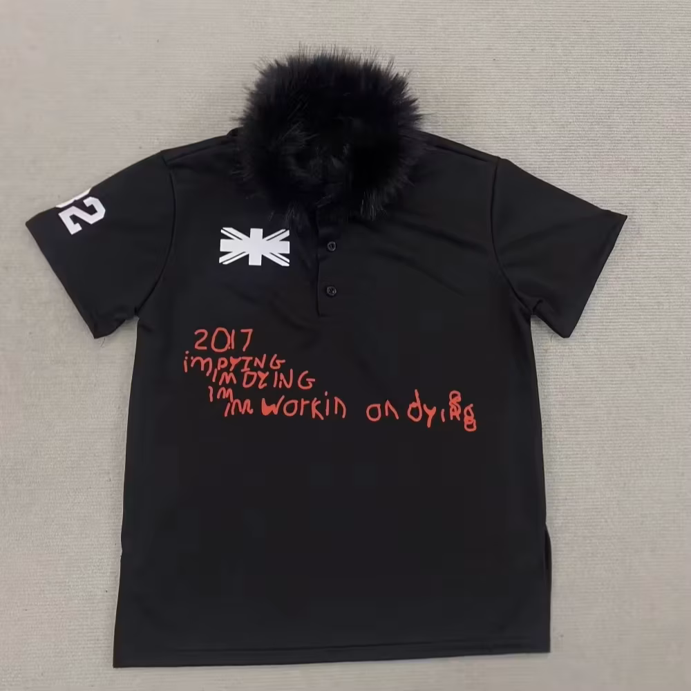 Dark Retro Fur Collar Polo Shirt Ins Street Trend European American Crew Neck Long Sleeve Personalized Casual Pullover