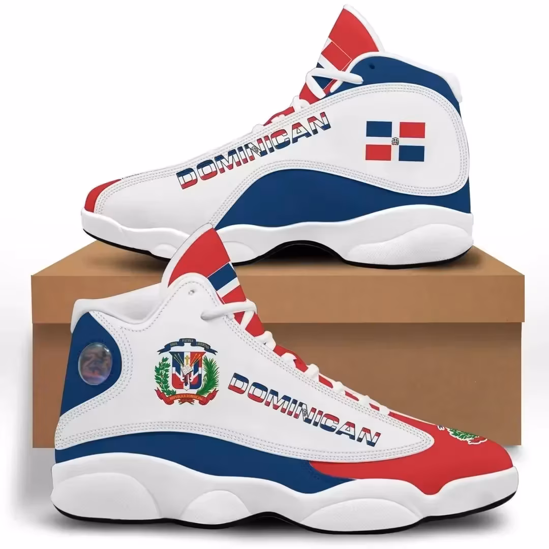 Print On Demand Custom Sneaker Dominica Flag Pattern Print Men's Basketball Sneaker Plus Size 45 46 47 48 Teens Sport Shoes