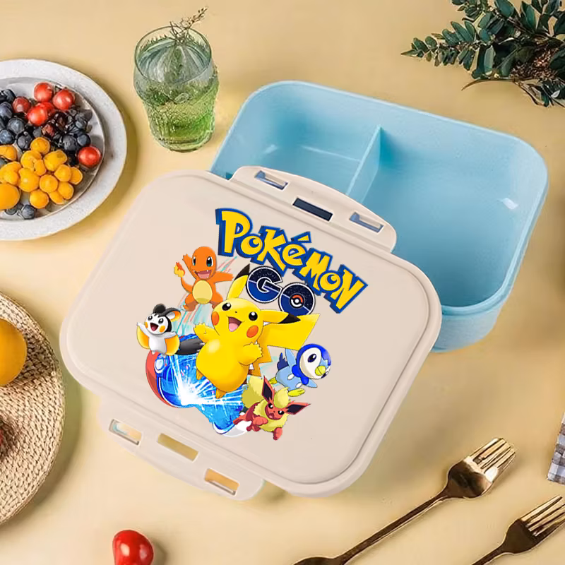 Cute Pokemons Bento Lunch Box Cartoon Figure Pikachu Printed Food Container Kids School Food Storage Containers Children Gift