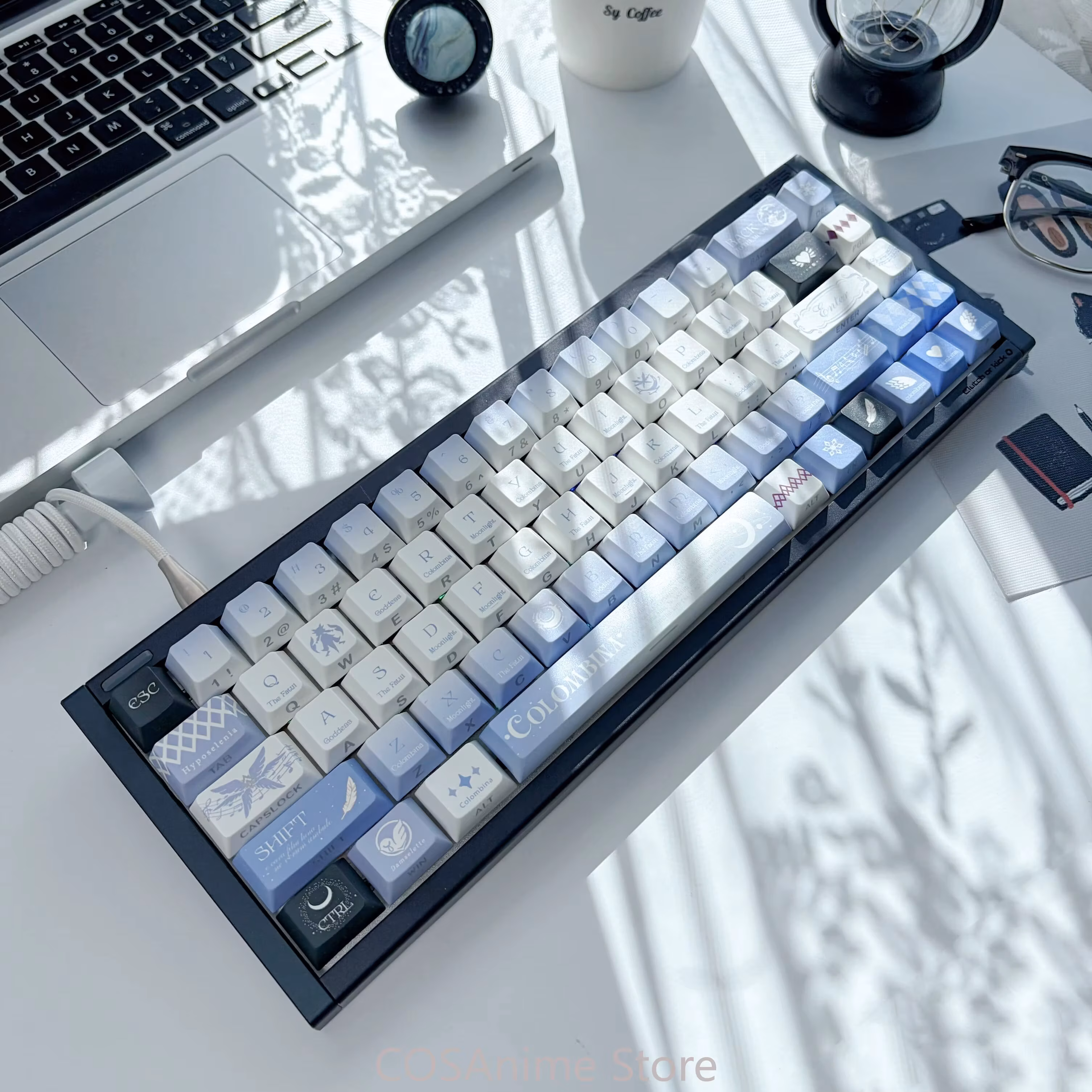 Genshin Impact Columbina Anime Cosplay Side Lighting Cartoon Keycaps Pbt Mechanical Keyboard Keycap Keyboards Cap Fans Gift