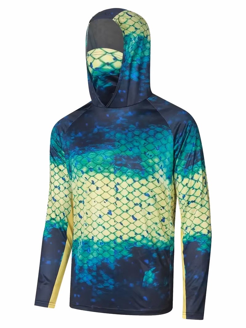 Men Uv Face Mask Fishing Clothing Long Sleeve Hoodie Shirts Sweatshirt Fishing Jersey Hooded