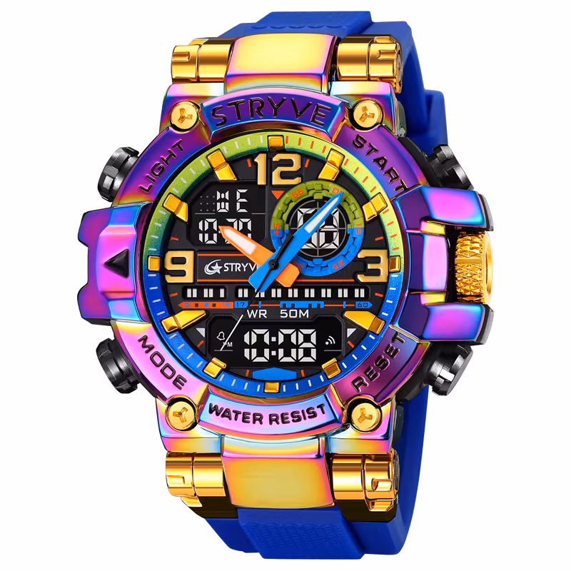 Stryve Watch for Men's High Quality Digital-Analog Dual Movement 5ATM Waterproof Watches Fashion Sports Men's Watch 8025