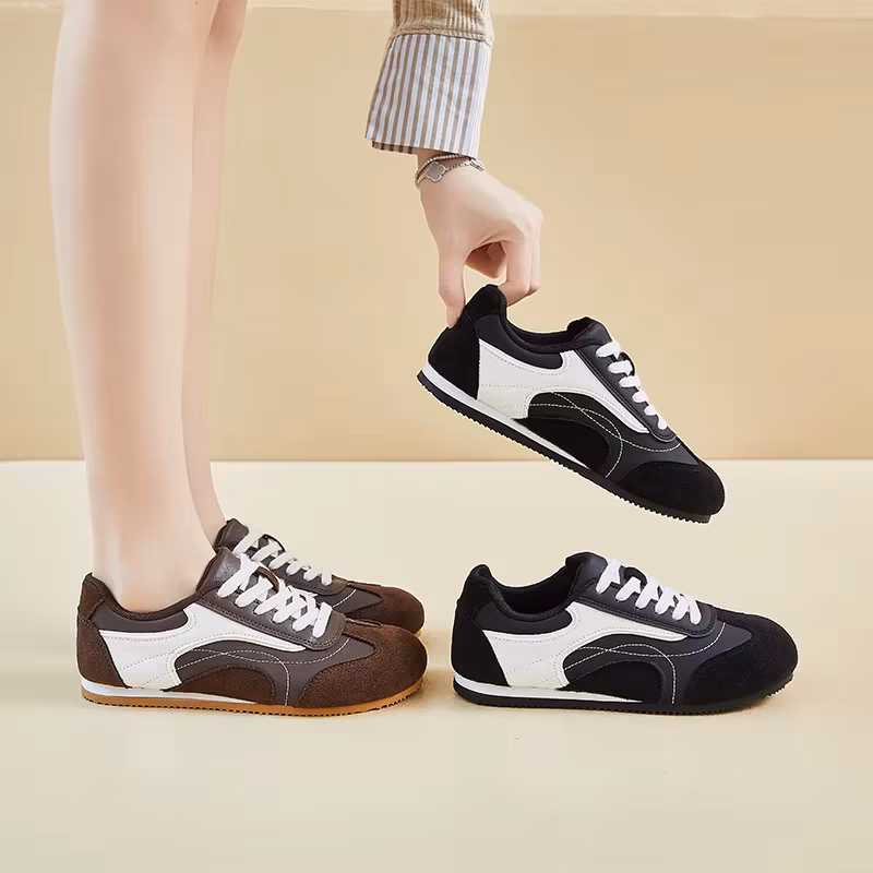 Women's leather sports shoes, thick soled casual shoes for young and middle-aged people, to run outdoor in spring and autumn