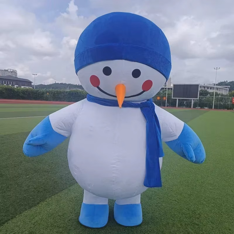 Inflatable Snowman Mascot Costume Christmas Party Cosplay Outfit Adult Fancy Dress Suit No Battery No Charger