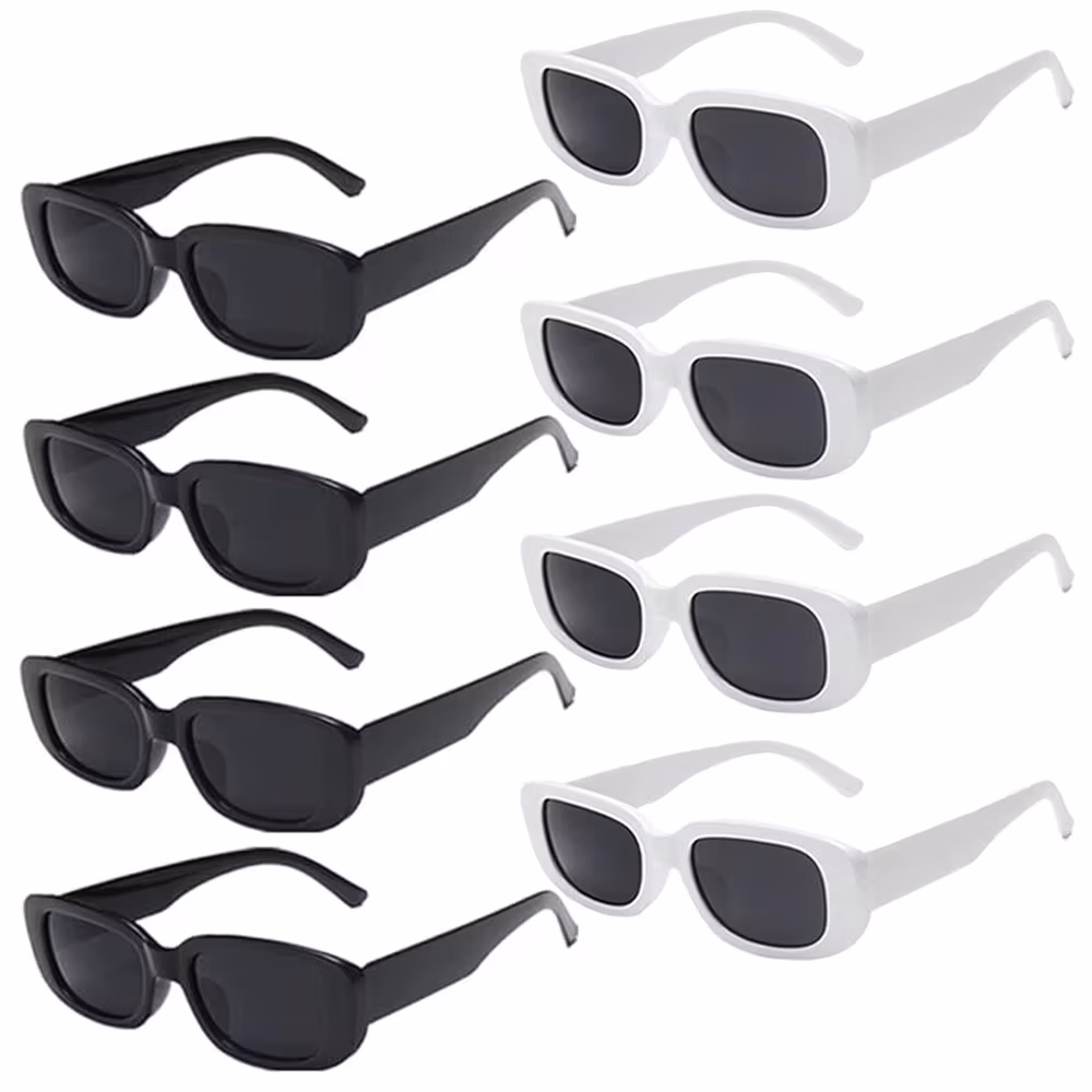 1-10pcs Small Rectangle Party Sunglasses White Black Vintage Narrow Square Y2K Glasses for Women Men