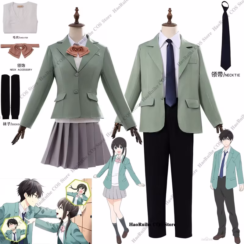 Anime I Want to End this Love Game Cosplay ‌Woman Man Yukiya Asagi Costume Mikuu Sakura Green School Uniform Wig Halloween Party