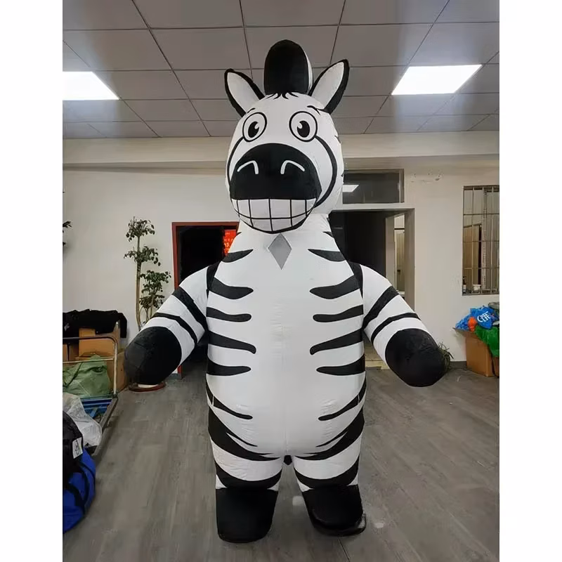 Inflatable Zebra Mascot Costume Adult Full Body Plush Suit Cartoon Character Cosplay for Party Parade Event