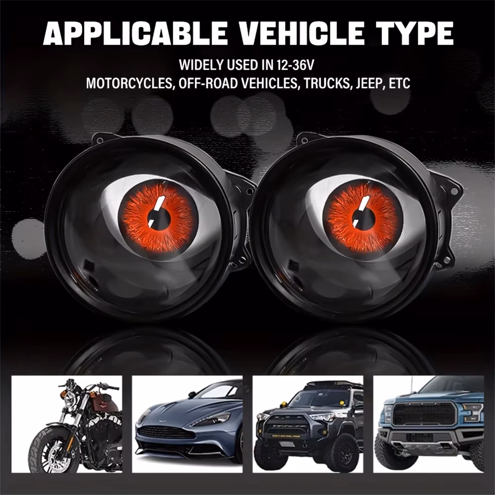 6-Mode Led Dynamic Devil Eye Adjustable Devil Eye Light With Lens for RV Car Atmosphere Lighting Kit Cool Car Decoration 12V
