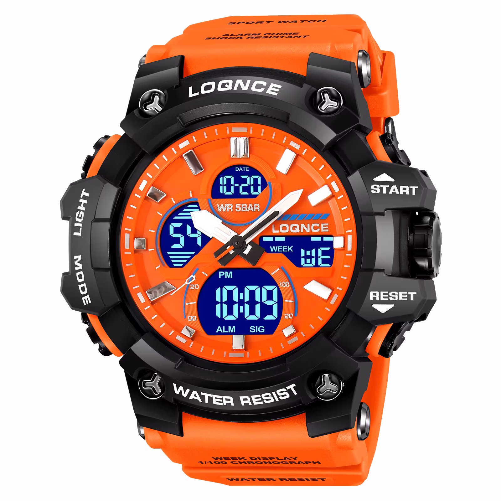 Men's Watch For You Fashion Loqnce 98007 50M Waterproof Watches High Quality Analog-Digital Movement Calendar Luminous Alarm