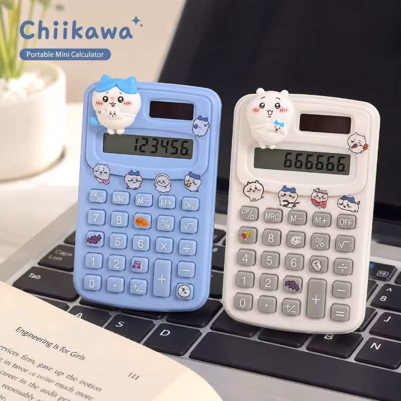Kawaii Chiikawa Portable Mini Calculator With Stickers Silent Accurate Comfortable Keys Pocket Calculator For Students School