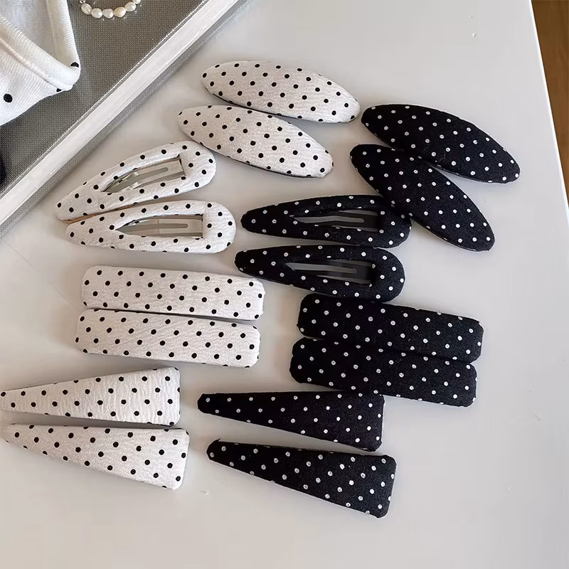 Fabric Hair Accessories for Bangs BB Side Hair Clips Lovely Hairpin Headwear 2Pcs School Girls Cute Polka Dot Hair Clip