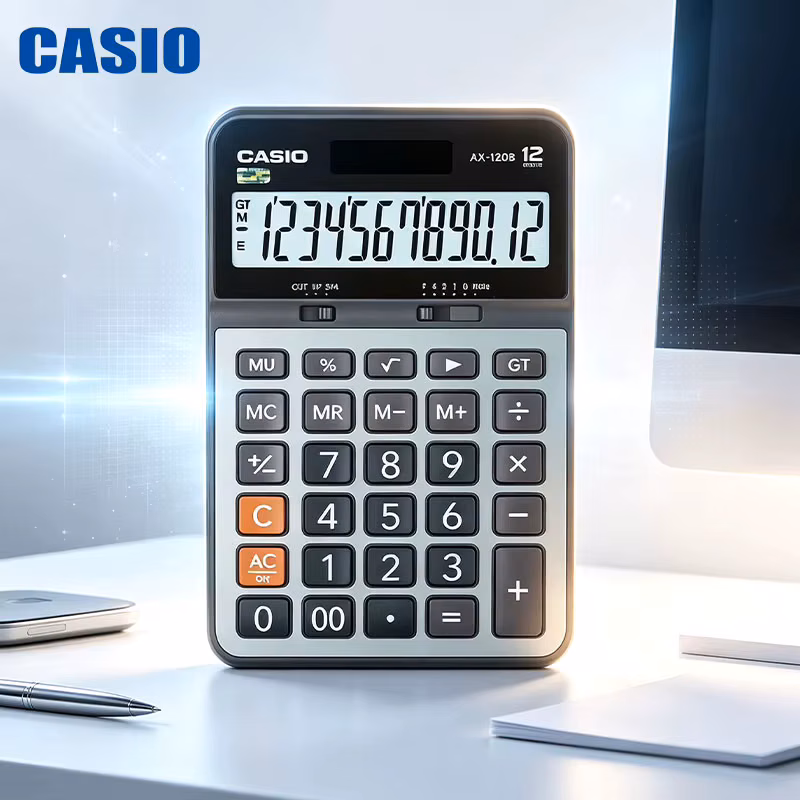 Casio AX-120B/DH-12/GX-120B Business Oversized Screen Calculator for Bank Counter Office Use. Large Font Is Clear.