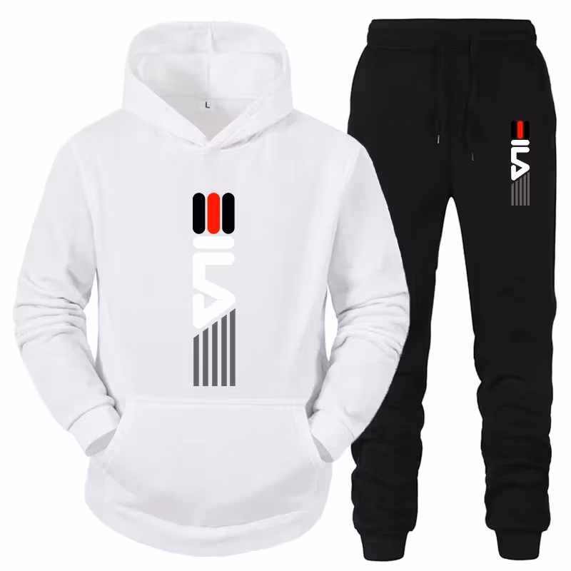 Men's Tracksuit Hooded Sweatshirt+Sweatpants 2 Pcs Sets Sports Suit Casual Jogger Sportswear 2 Piece Male Fleece Streetwear Sets