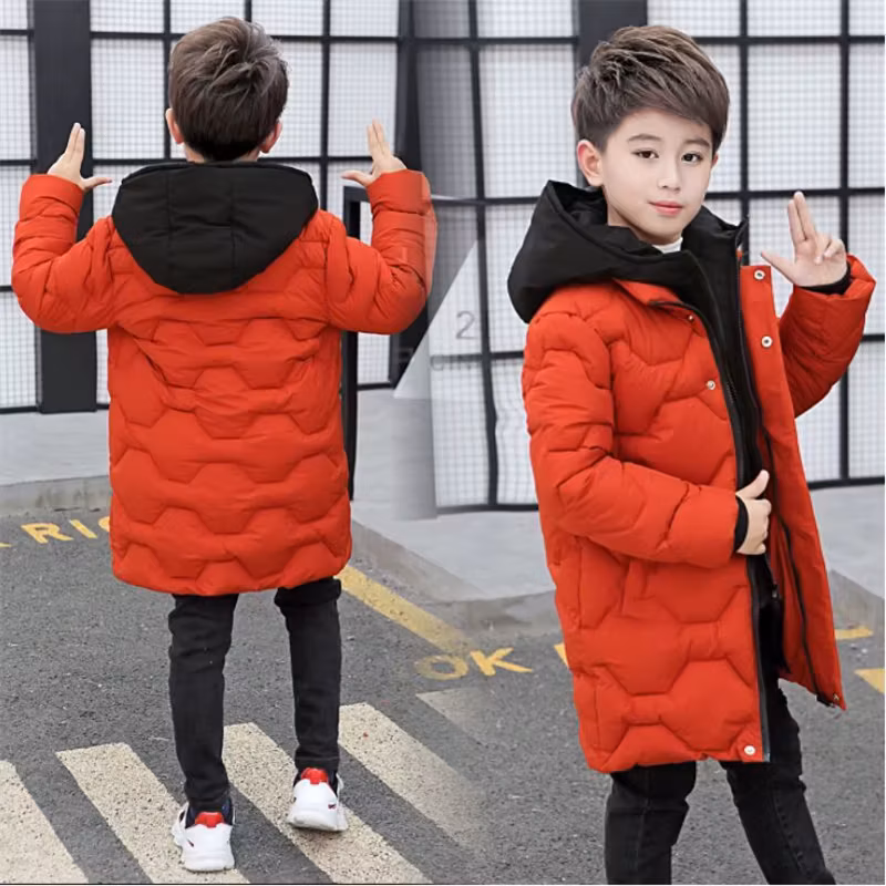 Boys Down Jackets Winter Warm Outerwear Teens Thicken Windproof Coats Kids Clothing Fashion Long Parkas Boys Jackets