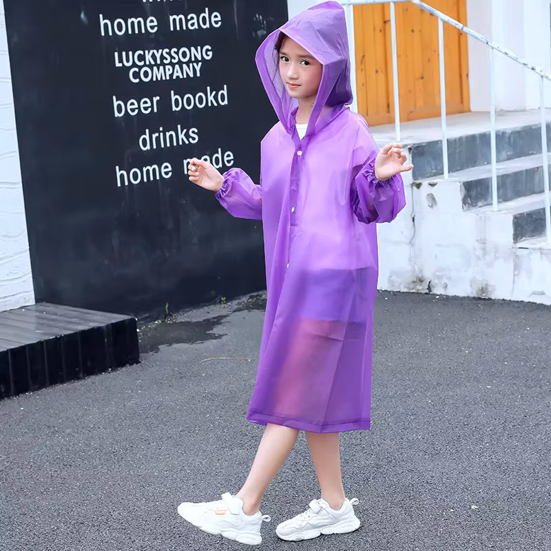 Kids Student Hooded Jacket Children Girl Boy Rain Coat Poncho Raincoat Cover Long Transparent Rainwear Waterproof Hooded
