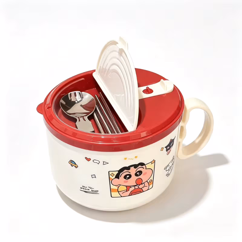 Crayon Shin-chan Cartoon Instant Noodle Bowl Kawaii Student Home Portable Soup Bowl Tableware Animation Peripheral Wholesale